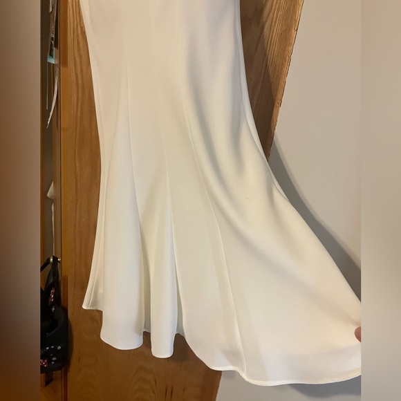 $149 Evan Picone formal cream color illusion neckline & draped back dress Sz 4P - Picture 9 of 15